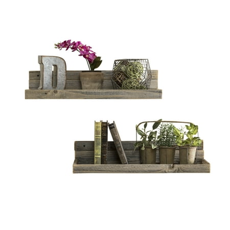 Natural Slate Water Wall - Barnwood Floating Shelves, Set of 2 Natural