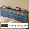 thumbnail image 4 of Greenstell Queen Size Bed Frame with Upholstered Storage Headboard and LED Light, Bed Platform with Charging Station, USB Ports, Under-bed Storage, Blue, 4 of 8