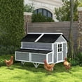 thumbnail image 2 of Barara King Large Chicken Coop, Chicken Coop, Outdoor Hen House,59" Wooden Chicken Coop w/ Wheels, Handles, 2 Nesting Boxes, 2 Trays, 4 Perches,Gray, 2 of 10