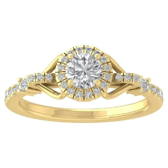 ARAIYA FINE JEWELRY 14K Yellow Gold Diamond Halo Engagement Ring (3/4 cttw, I-J Color, I2-I3 Clarity) Size 9