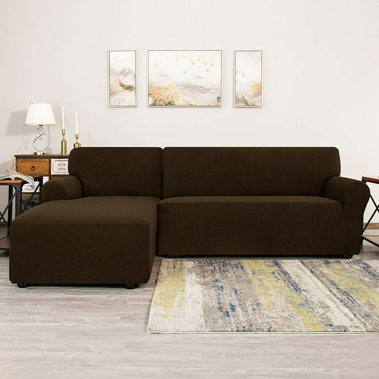 Bolee L Shaped Jacquard Stretch Box Cushion Sofa Slipcover