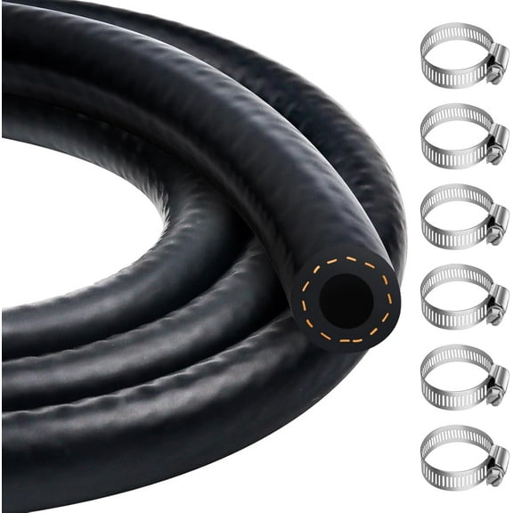 6 mm Petrol Hose Kit, 2Pcs1 Metre Fuel Gas Line with 12 Pieces Hose Clamps, Fuel Line, Oil Hose, Fuel Hose, Diesel Hose for Car, Motorcycle, Lawn Mower, Scooter