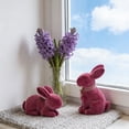 thumbnail image 5 of Flocked Easter Bunny Figurine Set - Standing Decorative Statues for Spring Garden Yard Desktop Ornament 2PCS, 5 of 5