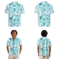 thumbnail image 2 of Xixirimido Blue Tropical Leaf Print Matching Couple Outfits His and Hers Set Men's Button Down Shirt & Women's Sleeveless Midi Dress Summer Casual Beach Vacation Clothes, 4XL, 2 of 7