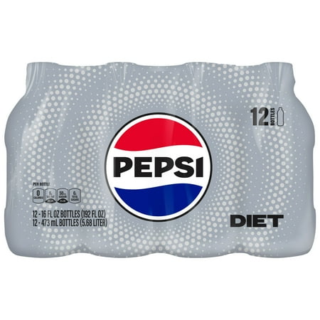 Diet Pepsi Cola Soda Pop, 16 fl oz, 12 Pack Bottles