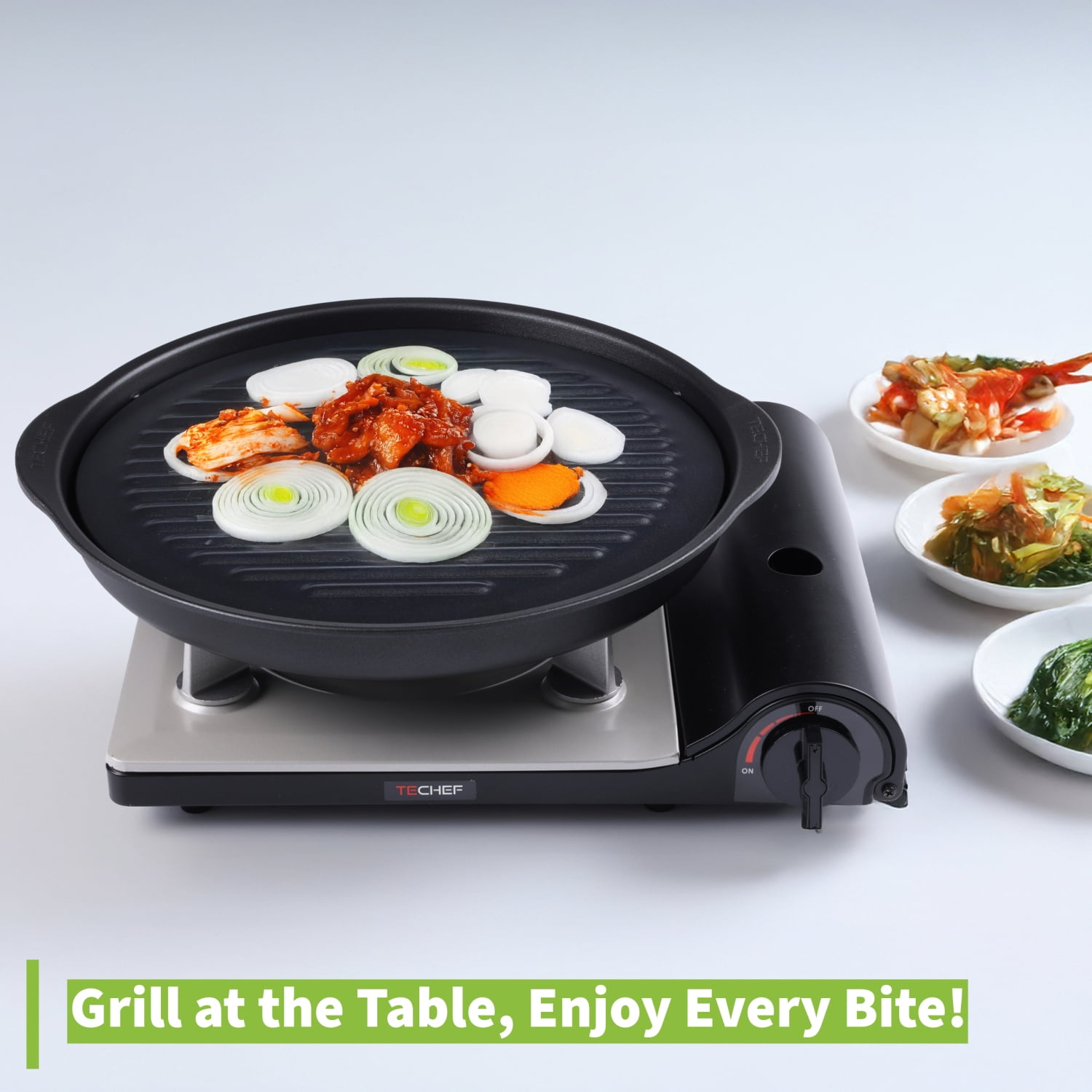 TECHEF - TRUE GRILL PAN - Stovetop Nonstick Indoor Outdoor Smokeless BBQ Grill Set.