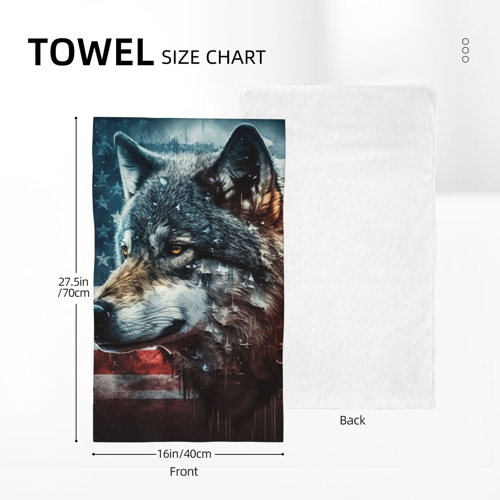 American Flag Wolf Art USA 27.5" x 16" Ultra Soft Hand Towel, Face Wash Cloth for Bathroom, Gym, Travel, Pool