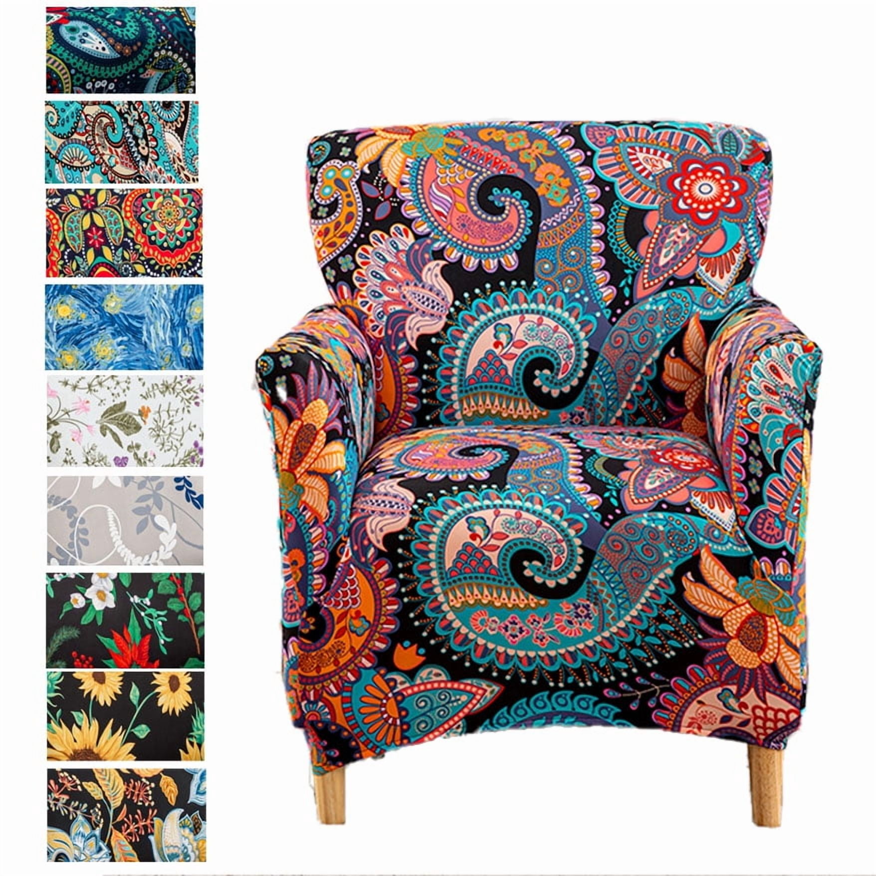 Chair Covers with Arms Stretch Mid Century Modern  Chair Slipcovers 1-Piece Printed Banquet Arm Chair Cover Couch Sofa Covers Protector for Living Room Office Hotel
