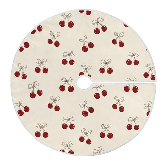 Ryvnso Christmas Tree Skirt Cherry Bows Xmas Tree Skirts Ornament Home Decorations 35.4"