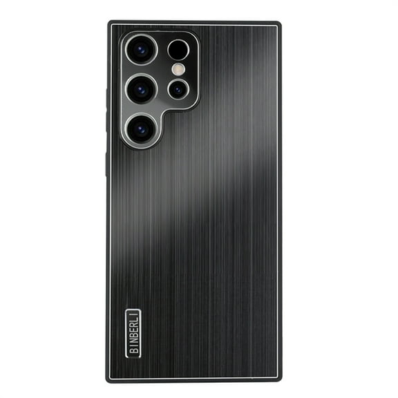 ELEHOLD for Samsung Galaxy S23 Ultra Case,Luxury Metallic Brushed Design Soft TPU Bumper Raised Edge Protection Anti-Scratch Shockproof Non-Slip Protective Case for Samsung Galaxy S23 Ultra,Black