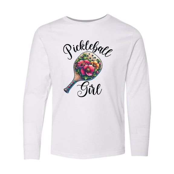 Inktastic Pickleball Girl Retro Long Sleeve Youth T-Shirt