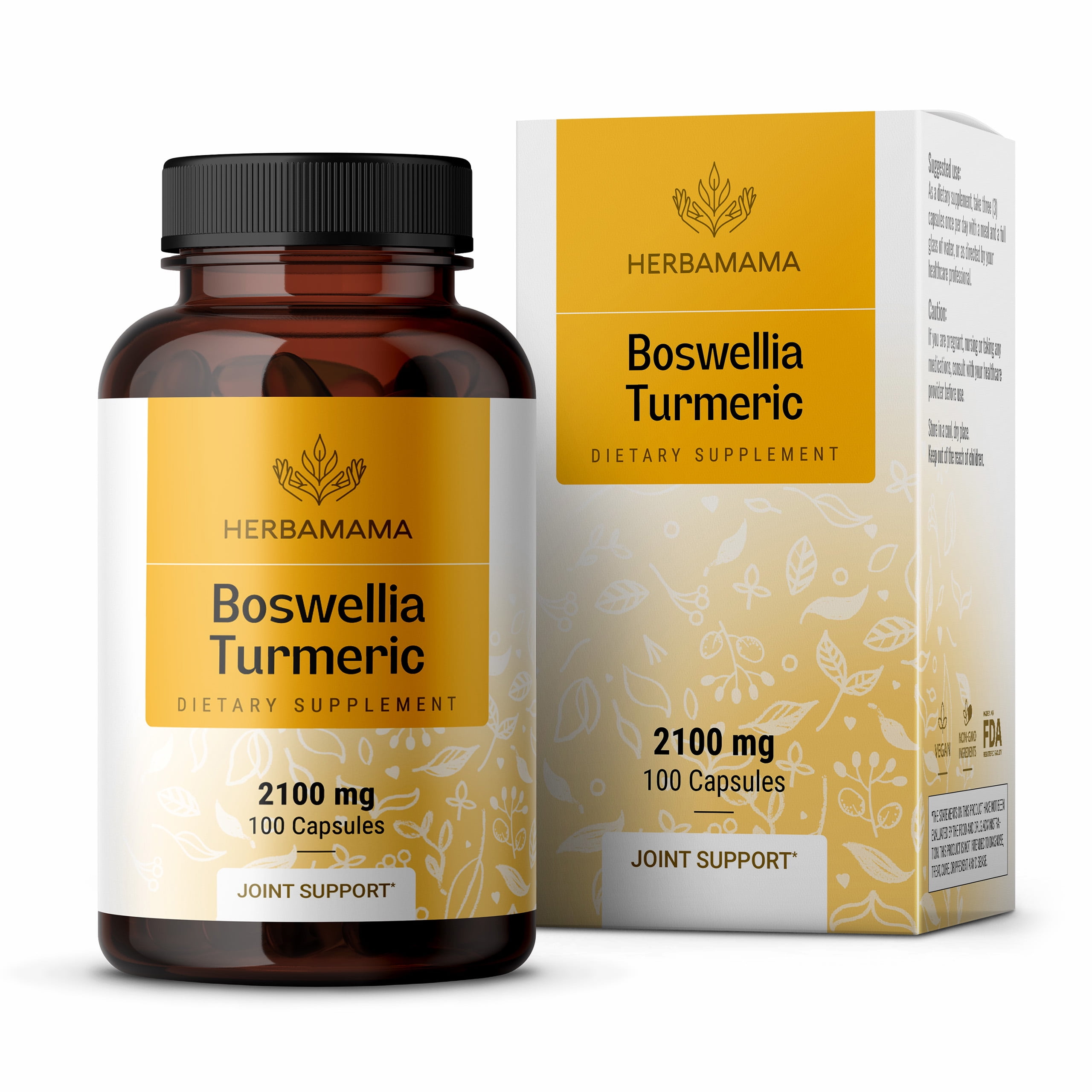 HERBAMAMA Boswellia Turmeric 100 Capsules Joint, Digestion & Brain