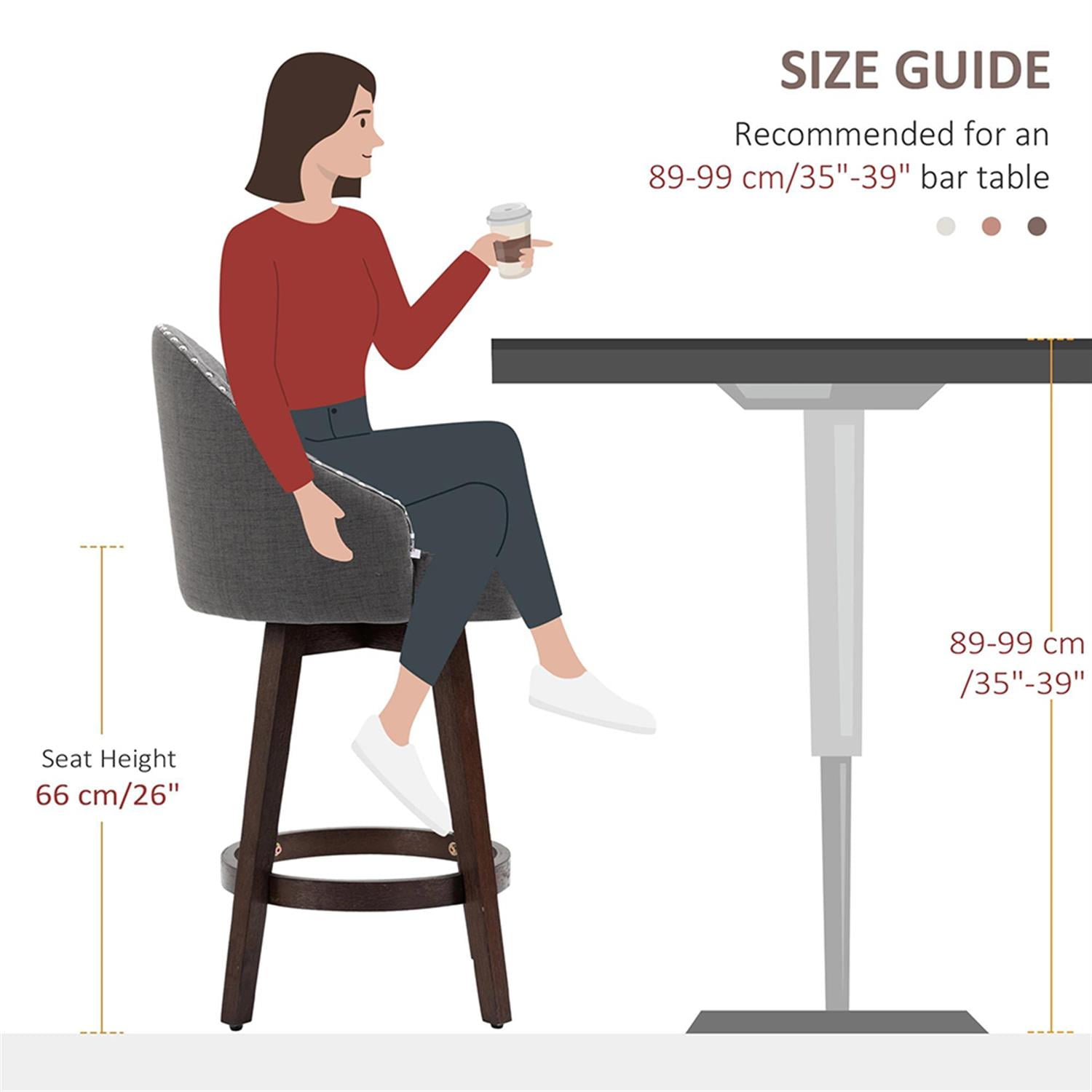 Demi Bonn Modern Bar Stool Set of 4, Cushioned Bar 26" Seat Height Stool with Nailhead Trim, Upholstered Back and Rubber Wood Legs for Kitchen, Dinning Room, Gray