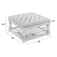 thumbnail image 3 of Abble 29" Gray Upholstered Wooden Shelved Tufted Square Cocktail Ottoman, 3 of 3