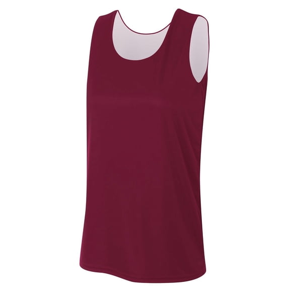 A4 Womens 100% Polyester Peak Performance Ultra-Tight Knit Reversible Jump Jersey, MAROON WHITE, X-Large, NW2375