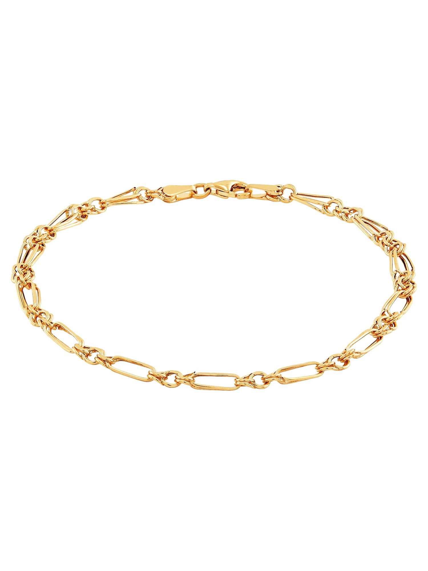 Brilliance Fine Jewelry 10K Yellow Gold Alternating Oval and Round Links Bracelet, 7.5"