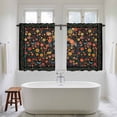 thumbnail image 4 of Boho Black Flowers Kitchen Curtain for Berdoom Living Room Cafe 45 Inch Length, Spring Abstract Watercolor Floral Leaf Tiers Curtains Light Filtering Drapes Window Treatment 2 Panels 52"Wx45"L, 4 of 8