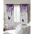 thumbnail image 3 of Butterflies Blackout Curtains 63 Inch Length Spring Purple Butterfly Falling Leaf Plant Silhouette Thermal Insulated Window Curtain Window Drapes 2 Panels for Bedroom Living Room 42"Wx63"L, 3 of 9