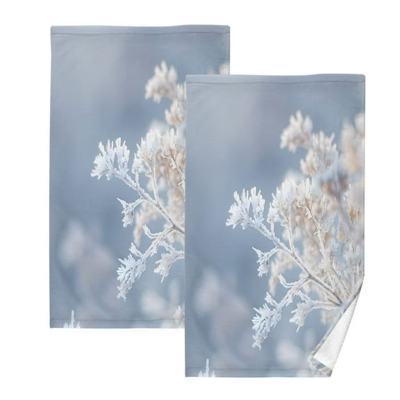 joogoo 2 PCs Hand Towels Sets Snowflake in Winter Cotton Face Towel Bathroom Decorative