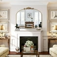 thumbnail image 4 of Gold Arched Mirror, 36"x29" Antique Bathroom Mirror with Wooden Frame, Vintage Ornate Baroque Decorative Mirror for Entryway, Fireplace, Living Room, 4 of 7