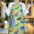 thumbnail image 6 of Green Dinosaurs Ponds Pattern Apron-Garden Aprons for Women with Pockets-Cotton Linen Waterproof Kitchen Cooking Gardening Aprons Adjustable for Kitchen,Cooking,BBQ and Salon 33x27 Inch, 6 of 7