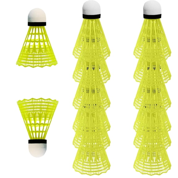 12-Pack Plastic Badminton Shuttlecocks,Bexikou Nylon Feather Shuttlecocks with Great Stability and Durability,Hight Speed Training Badminton Balls for Indoor Outdoor Sports