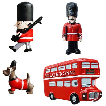 

4pcs British Style Magnetic Sticker Resin Refrigerator Decoration Fridge Sticker