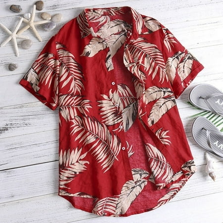 Men´s Summer Vintage Casual Dress Shirt Mens Floral Short Sleeve Shirts ...