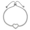 thumbnail image 3 of Auriga Fine Jewelry 925 Sterling Silver Rhodium-plated CZ Heart Adjustable Bracelet for Women, 3 of 6