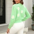 thumbnail image 4 of Jjayotai Sweater for Women, Floral Pattern Crewneck Long Sleeve Drop Shoulder Sweaters Pullover Tops Green S, 4 of 4