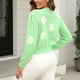thumbnail image 4 of Suéter de cuello redondo, suéteres para mujer, sudadera de cuello redondo de moda, suéter de punto acanalado, tops para mujer, 4 of 4