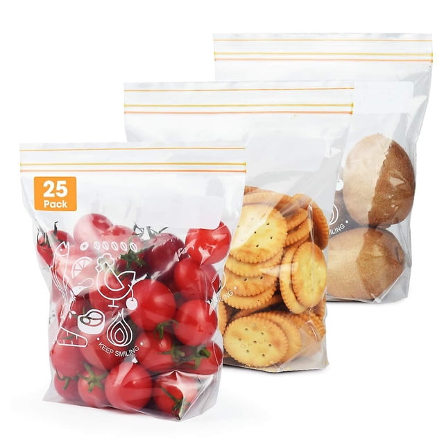 Bolsas selladas Bolsas para congelador Bolsas Ziploc Bolsas para verter y almacenar Paquete de 25 (medianas)