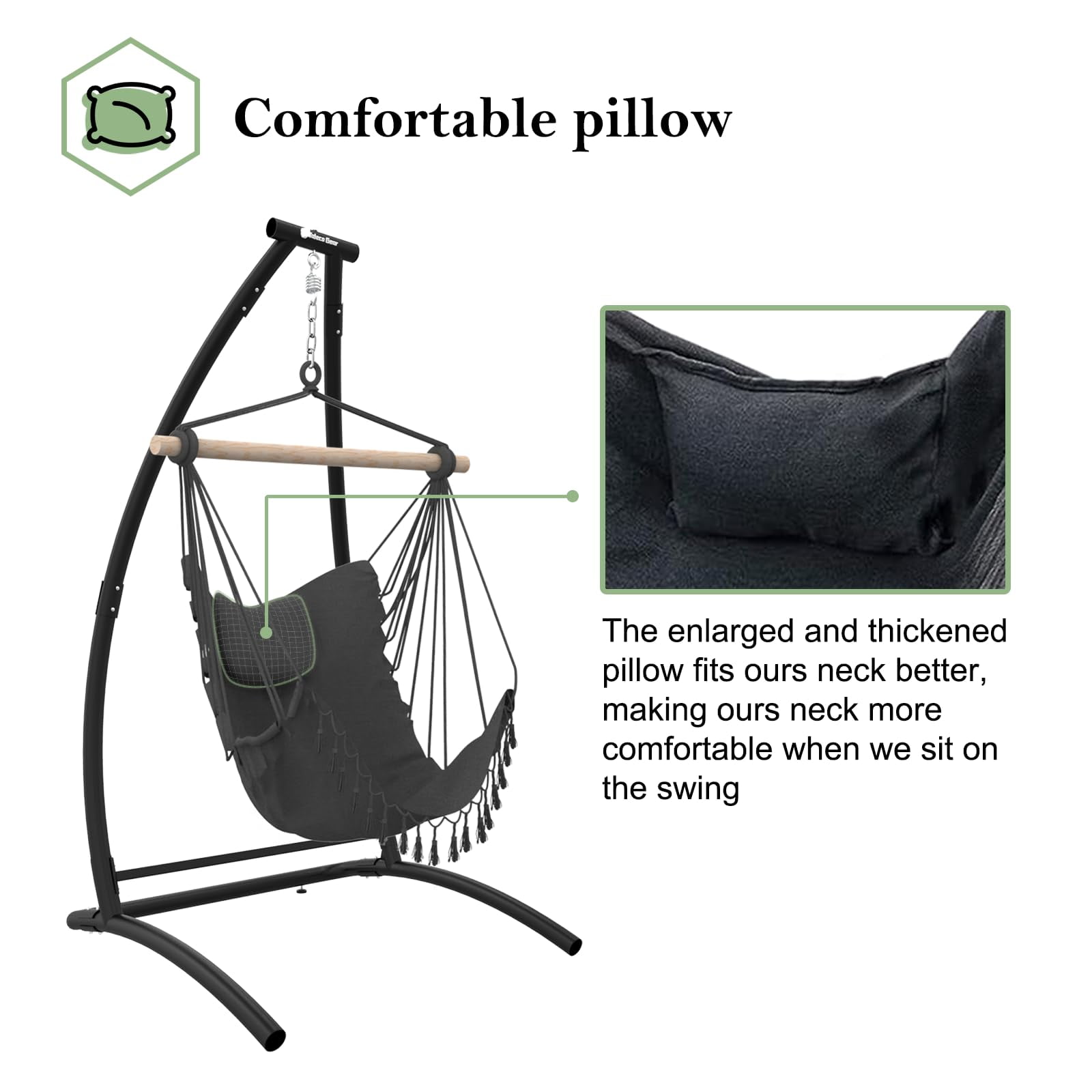 G TALECO GEAR C Type Hammock Chair with Stand, Hanging Chair with Neck Pillow, Outdoor Indoor Swing Chair for Bedroom, Porch, Patio and Garden, 300 lbs