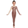 thumbnail image 1 of CHICTRY Toddler Girls Mesh Patchwork Unitard Full Length Gymnastic Leotard Tumbling Bodysuit Color Block Dance Jumpsuit Dusty Pink 6, 1 of 6