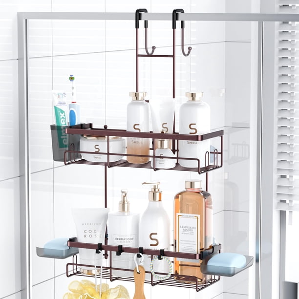 Aitatty Organizador para Ducha Colgante sobre la Puerta: Organizador Colgante a Prueba de Herrumbre sobre la Puerta - Estante de baño sin Perforaciones para Ducha Interior Bronce