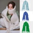 thumbnail image 2 of Bufanda de cachemira de lujo de colores sólidos brillantes para mujer, chal de invierno y pañuelo, pashmina con borlas, fular femenino, manta gruesa, 2 of 5