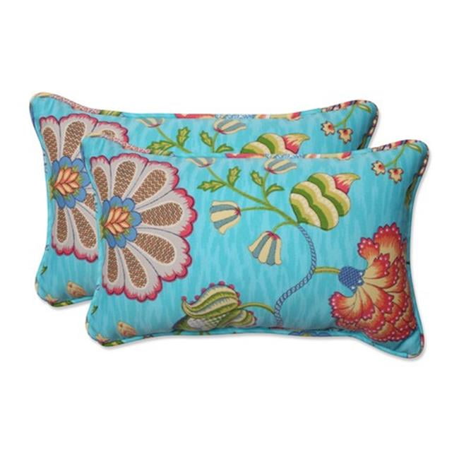 Pillow Perfect 591865 IndoorOutdoor Arabella Caribbean Blue Rectangular Throw Pillow Set of 2