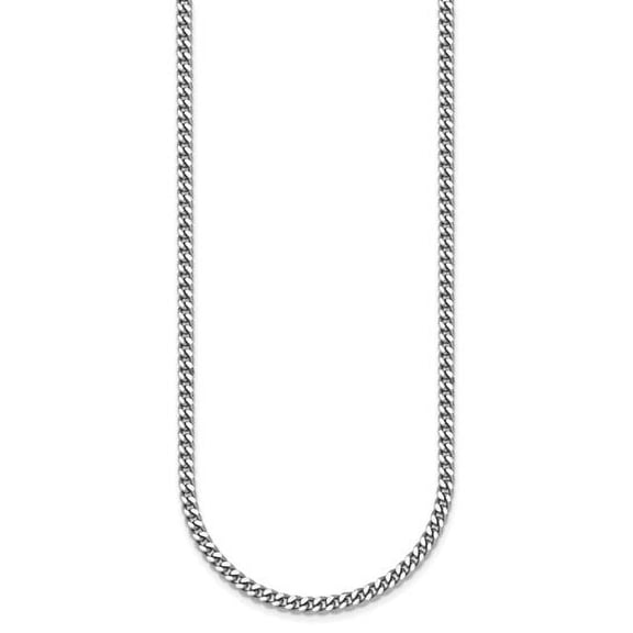 Auriga Fine Jewelry Platinum Polished 3.5 mm Solid Curb Chain Necklace for Women 16"