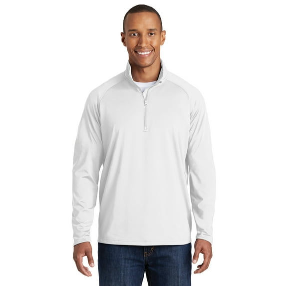 Sport-Tek TST850 Tall Sport-Wick Stretch 1/2-Zip Pullover, White, 3XLT