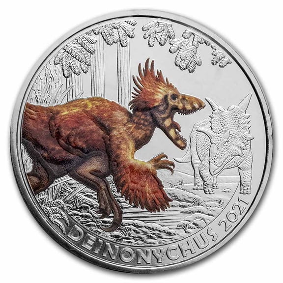 2021 Austria Cupro-Nickel €3 Color Supersaurs (Deinonychus)
