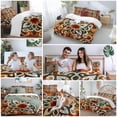 thumbnail image 6 of Burnt Orange Green Duvet Cover Set, Vintage Abstract Flowers Soft Duvet Cover Full Size Bedding Set 4 Pieces, 1 Quiltcover and 2 Pillowcases with Zipper, 1 Bed Sheet for All Seasons, 6 of 9