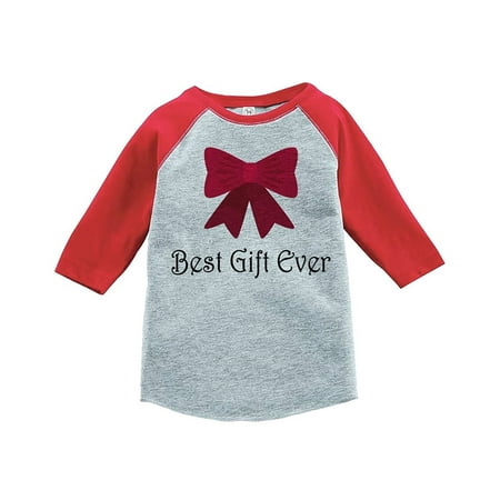 Custom Party Shop Youth Best Gift Ever Christmas Raglan Shirt Red - Small (6-8)