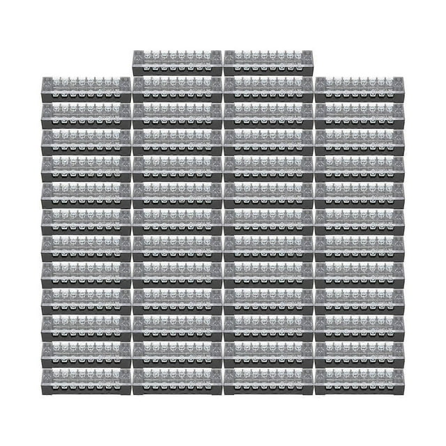 50PCS TB?1508L Dual Row Terminal Block Strip 15A 600V 8 Section Fixed Wiring Board Wire Connector Terminal Block