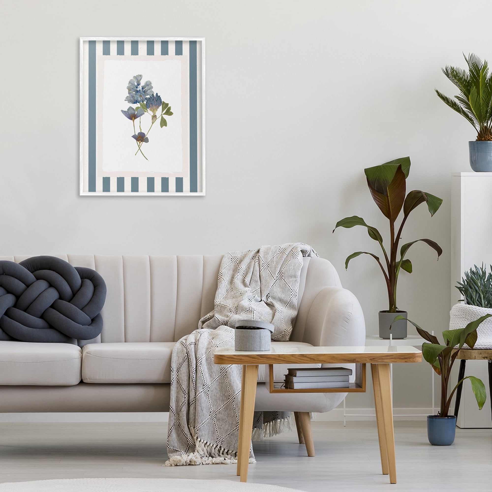 Stupell Industries Blue Summer Memory Florals White Framed Giclee Art, design by Val Rhodes