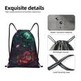 thumbnail image 4 of Kdxio Red And Green Carnation Pattern Drawstring Bag for Gym Sports School Travel Lightweight Sackpack with Adjustable Cords Waterproof Fabric-Small, 4 of 6