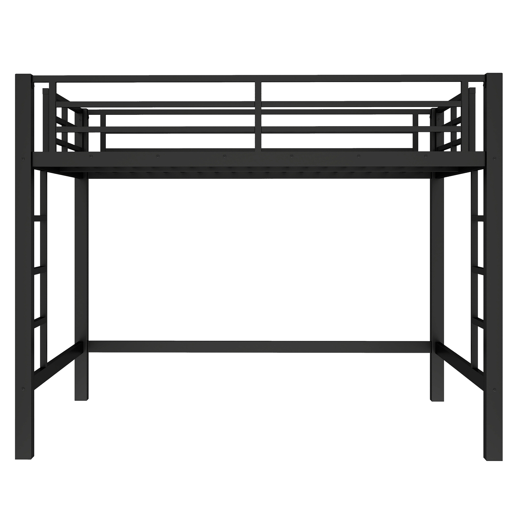 Aukfa Heavy Duty Full Size Metal Loft Bed for Kids, Teens and Adults, Space-Saving, Black