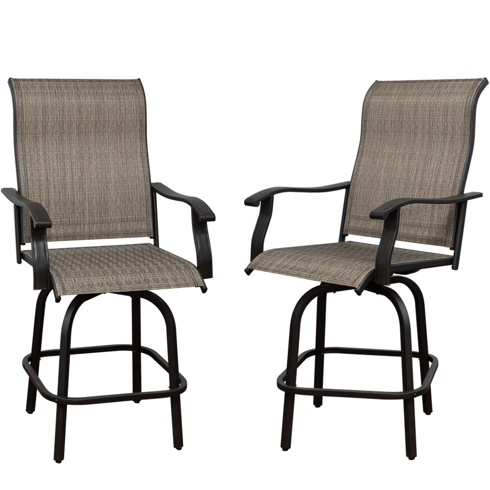 2pcs Patio Swivel Bar Set All Weather Outdoor Furniture Height Bistro