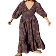 thumbnail image 1 of PENGXIANG Robe Bohème Florale pour Femmes Col en V Taille Froncée Longue Robe Fluide, 1 of 5