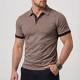 thumbnail image 2 of Homeyce Men's Golf Polo Shirts Short Sleeve Contrast Collared Shirts Button Down Fashionable Business Athletic Casual Polo Sweater Solid Color Tee Shirt,Brown L, 2 of 5