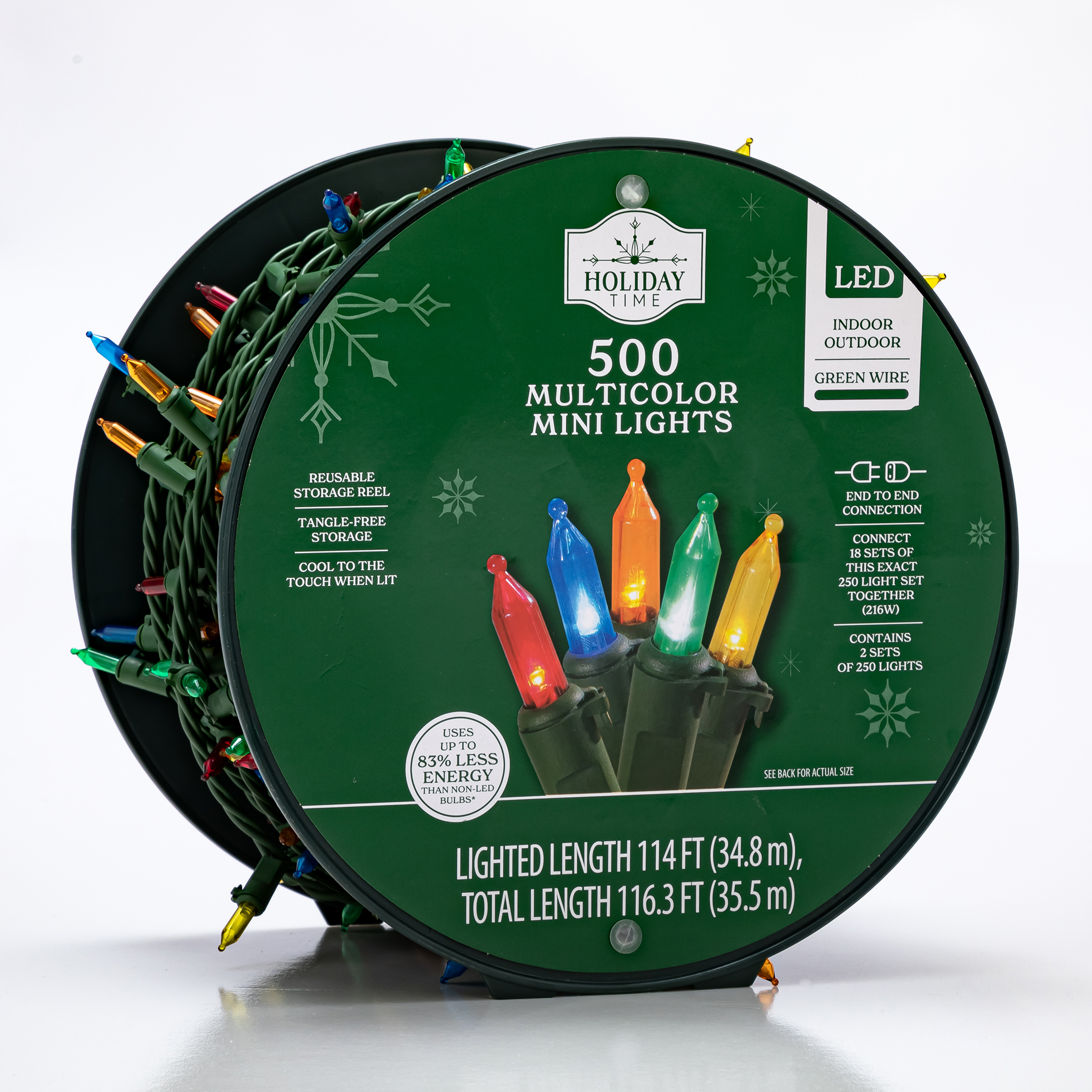 Indoor/Outdoor 500-Count LED Mini Christmas String Lights, Multicolor, 114', by Holiday Time